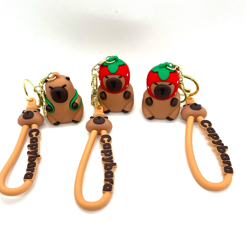 Capybara bag Charm Keychain Set of 3 Animal Bag Charms New in Packaging